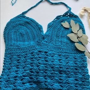 Ocean blue crochet halter top